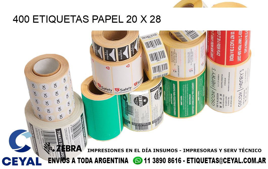 400 ETIQUETAS PAPEL 20 x 28