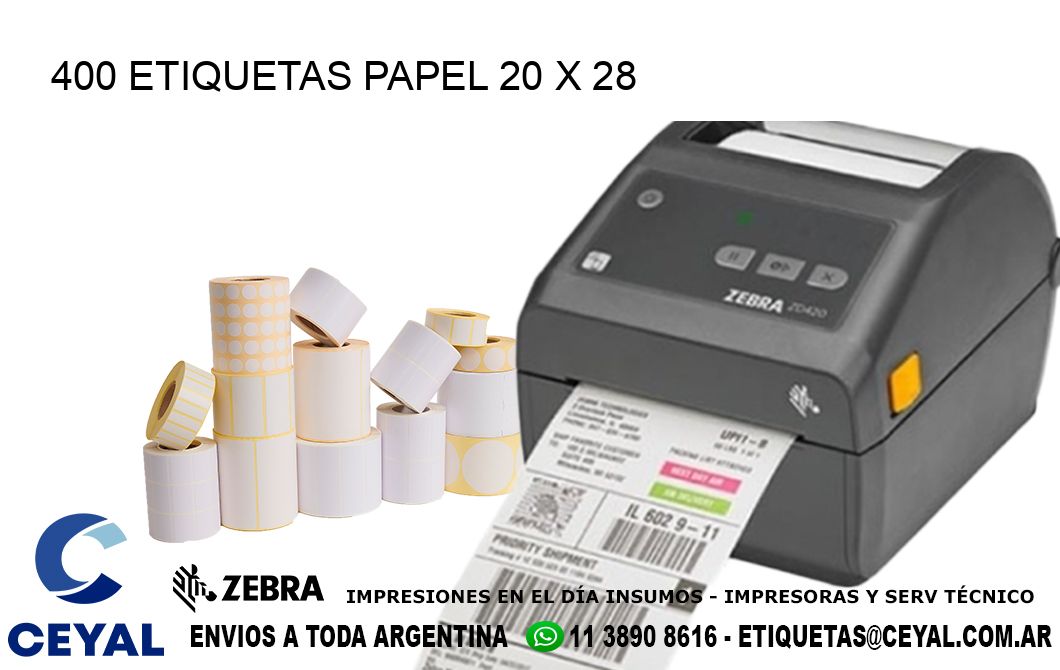 400 ETIQUETAS PAPEL 20 x 28