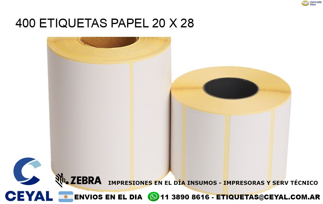 400 ETIQUETAS PAPEL 20 x 28