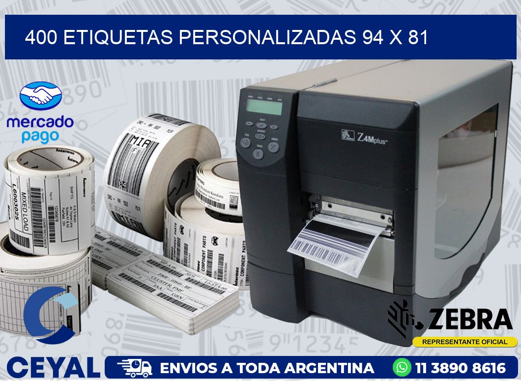 400 ETIQUETAS PERSONALIZADAS 94 x 81