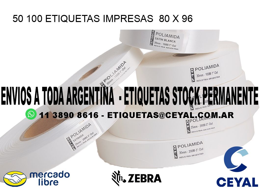 50 100 ETIQUETAS IMPRESAS  80 x 96
