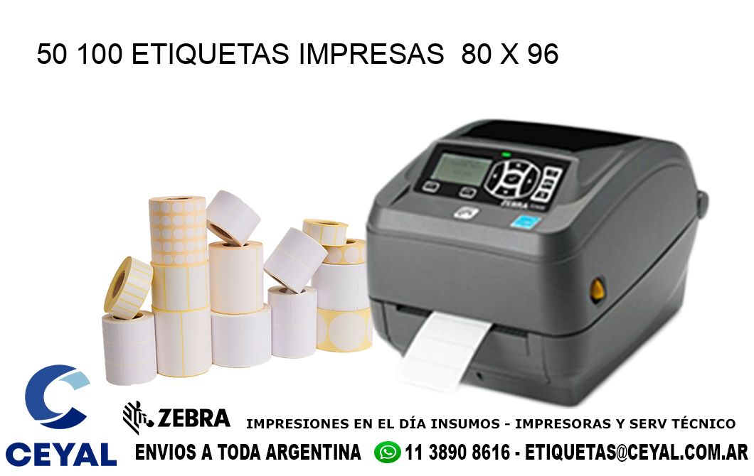 50 100 ETIQUETAS IMPRESAS  80 x 96