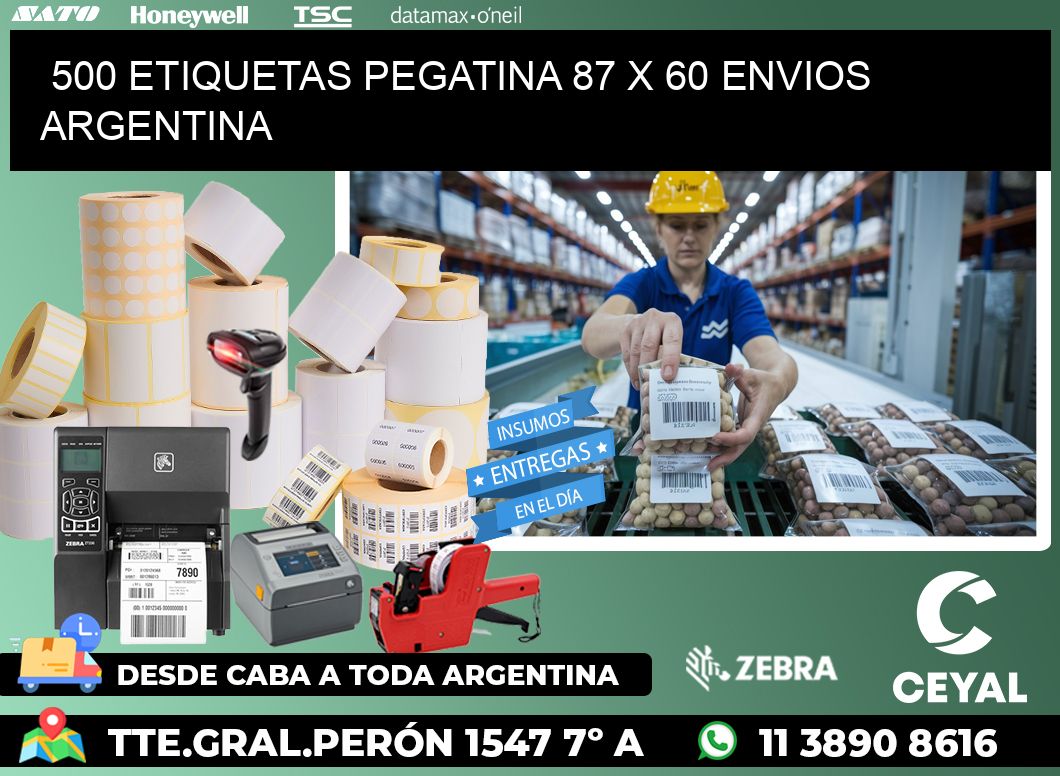 500 ETIQUETAS PEGATINA 87 x 60 ENVIOS ARGENTINA