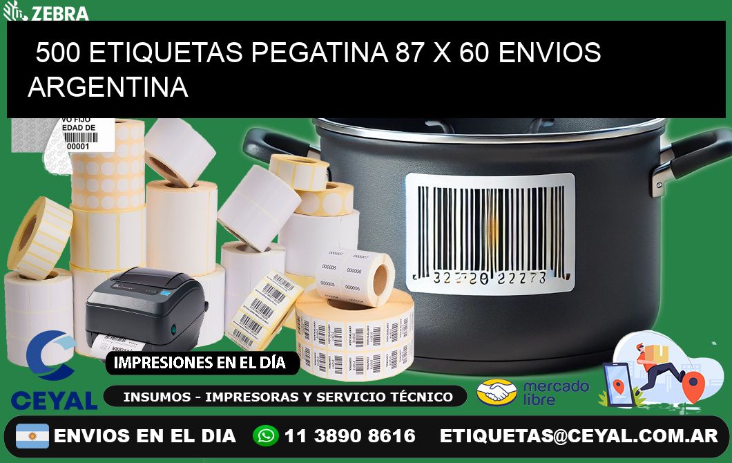 500 ETIQUETAS PEGATINA 87 x 60 ENVIOS ARGENTINA