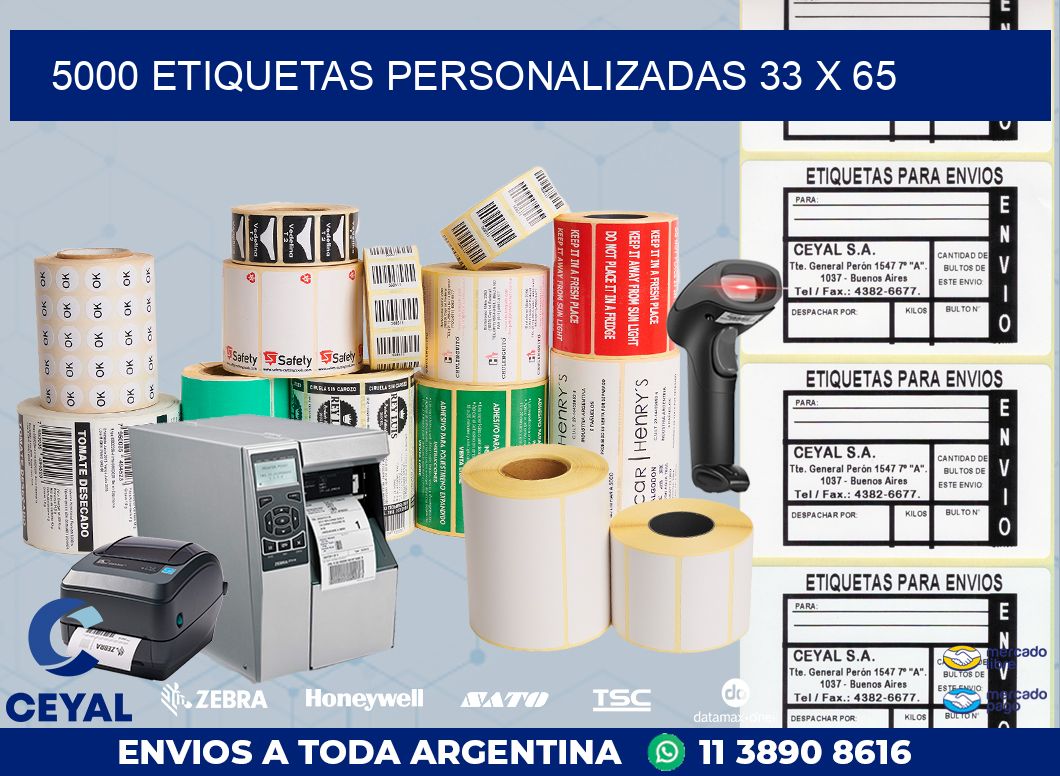5000 ETIQUETAS PERSONALIZADAS 33 x 65