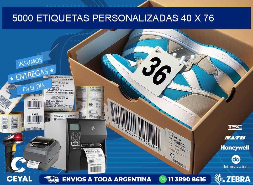 5000 ETIQUETAS PERSONALIZADAS 40 x 76
