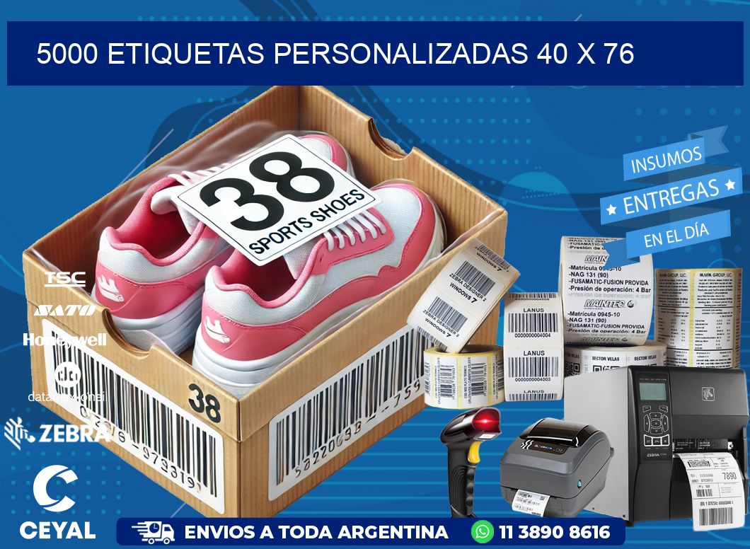 5000 ETIQUETAS PERSONALIZADAS 40 x 76