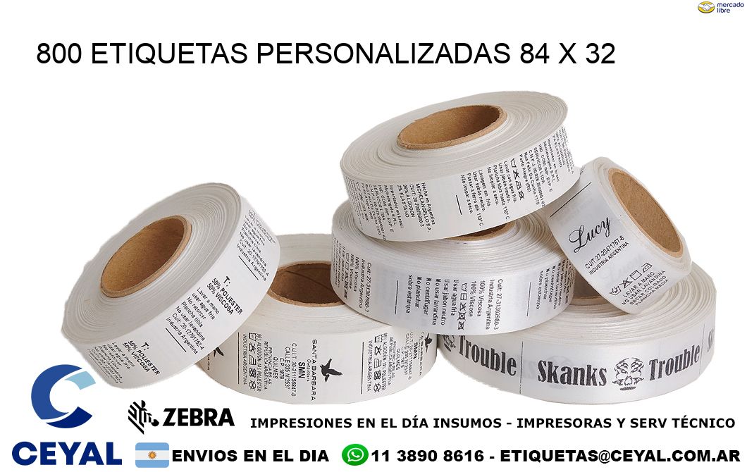 800 ETIQUETAS PERSONALIZADAS 84 x 32