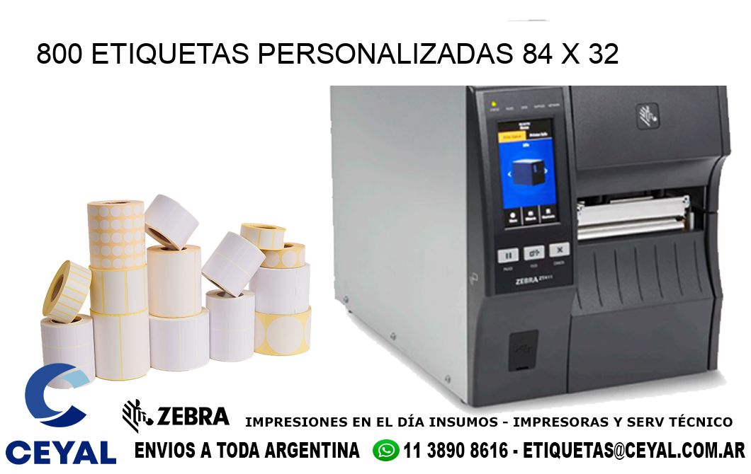 800 ETIQUETAS PERSONALIZADAS 84 x 32