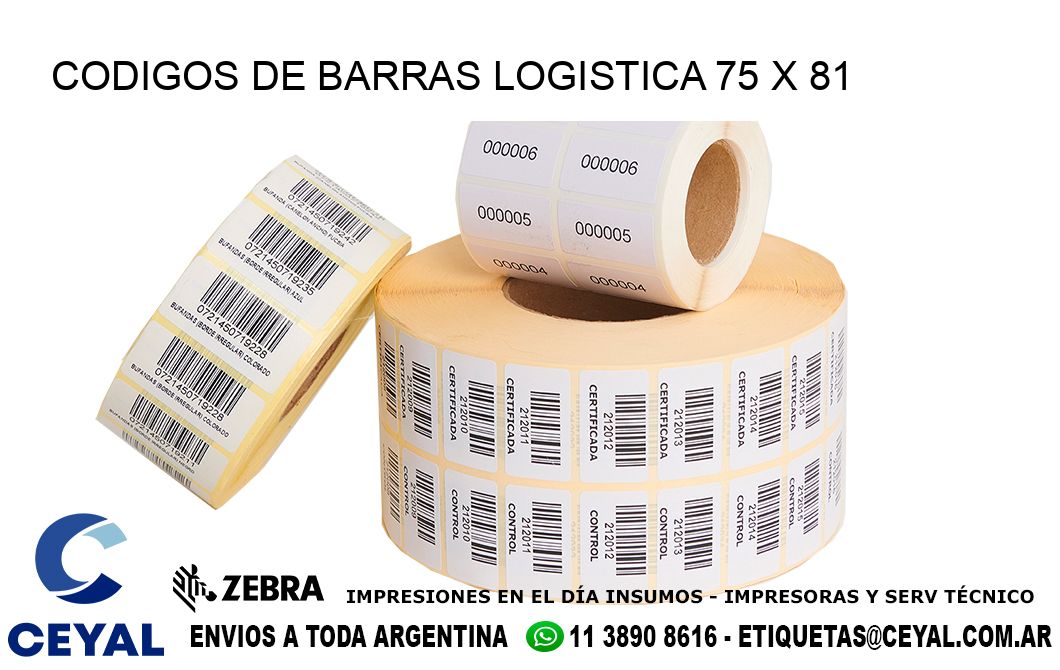 CODIGOS DE BARRAS LOGISTICA 75 x 81