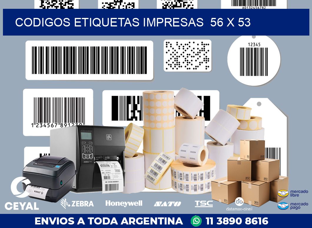 CODIGOS ETIQUETAS IMPRESAS  56 x 53