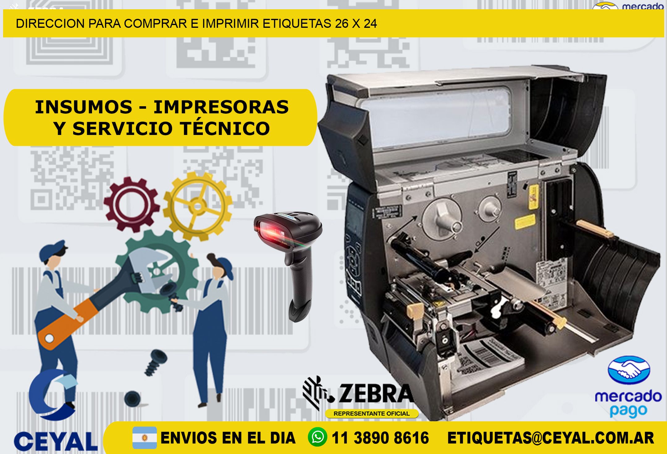 DIRECCION PARA COMPRAR E IMPRIMIR ETIQUETAS 26 x 24