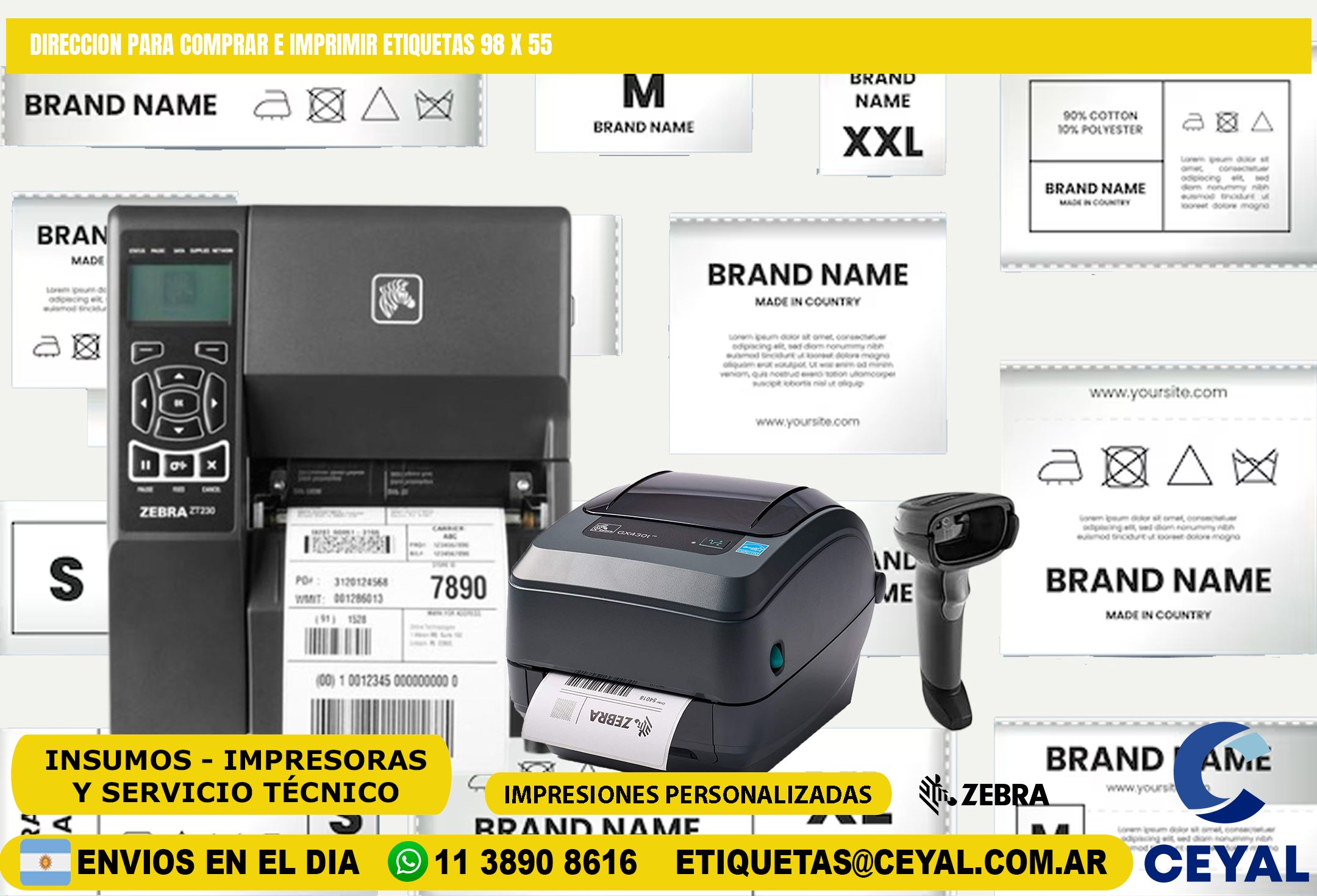 DIRECCION PARA COMPRAR E IMPRIMIR ETIQUETAS 98 x 55