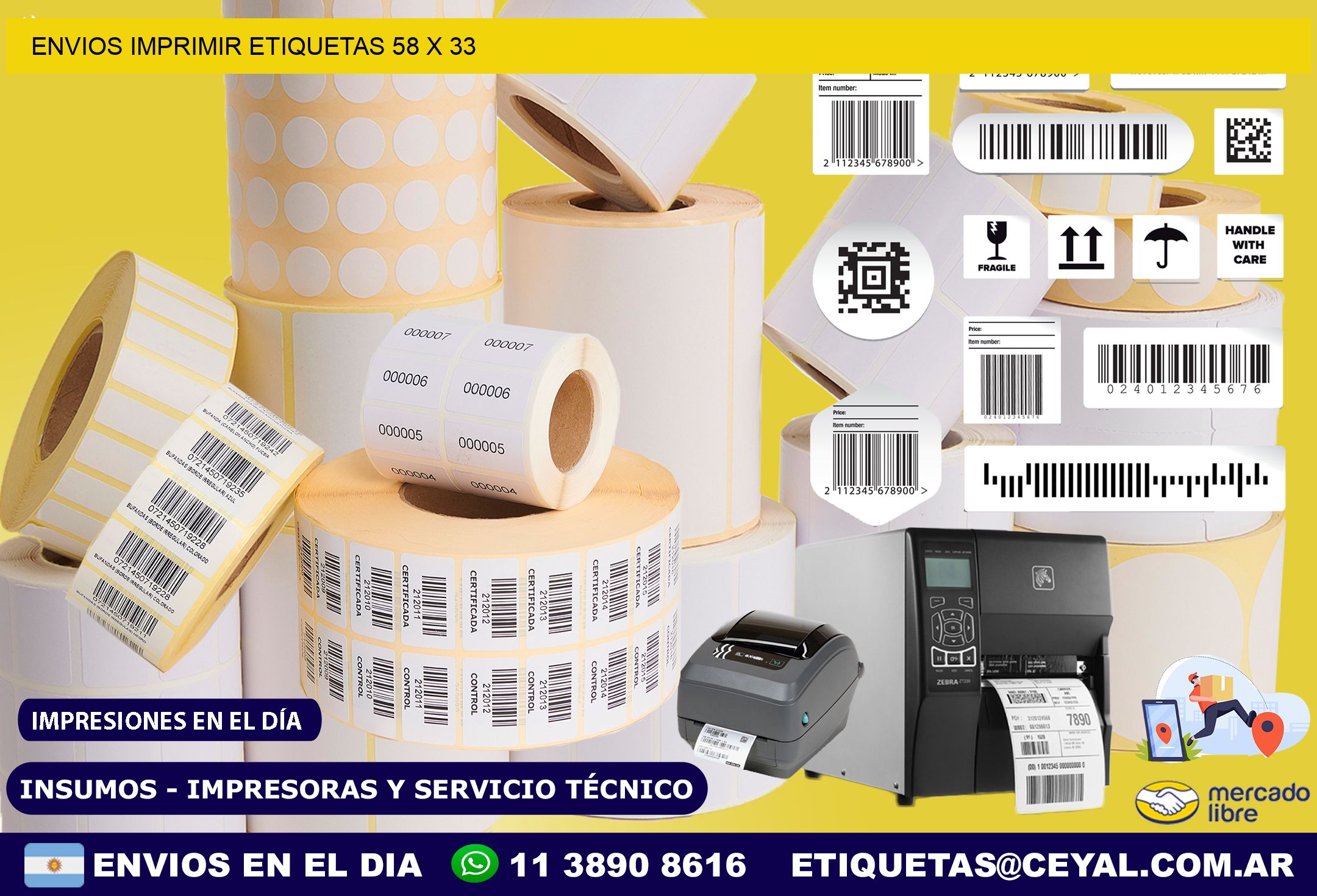 ENVIOS IMPRIMIR ETIQUETAS 58 x 33