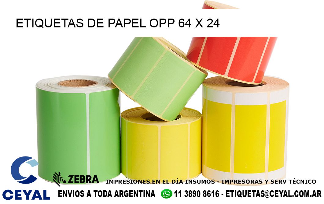 ETIQUETAS DE PAPEL OPP 64 x 24