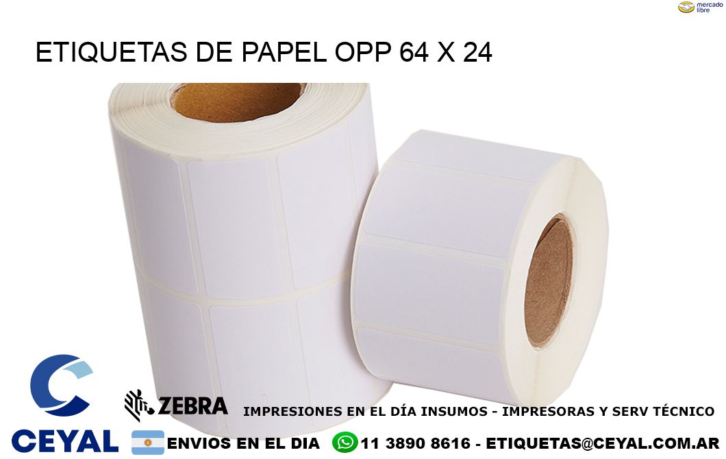 ETIQUETAS DE PAPEL OPP 64 x 24