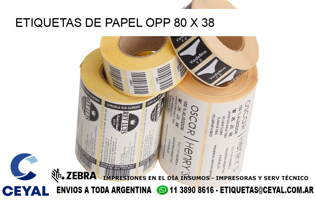 ETIQUETAS DE PAPEL OPP 80 x 38