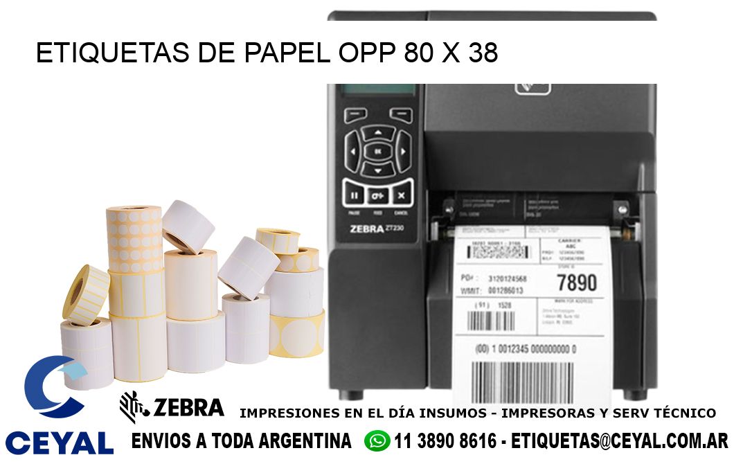 ETIQUETAS DE PAPEL OPP 80 x 38