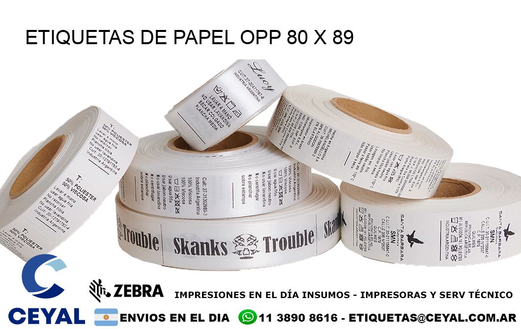 ETIQUETAS DE PAPEL OPP 80 x 89