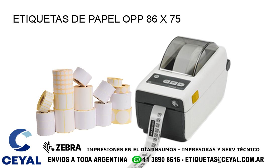ETIQUETAS DE PAPEL OPP 86 x 75