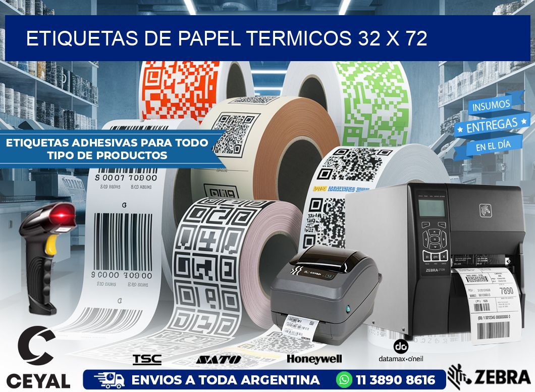 ETIQUETAS DE PAPEL TERMICOS 32 x 72