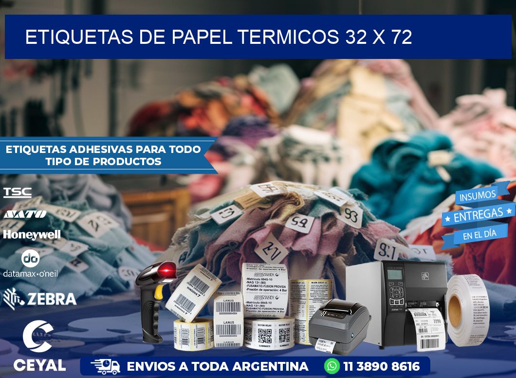 ETIQUETAS DE PAPEL TERMICOS 32 x 72