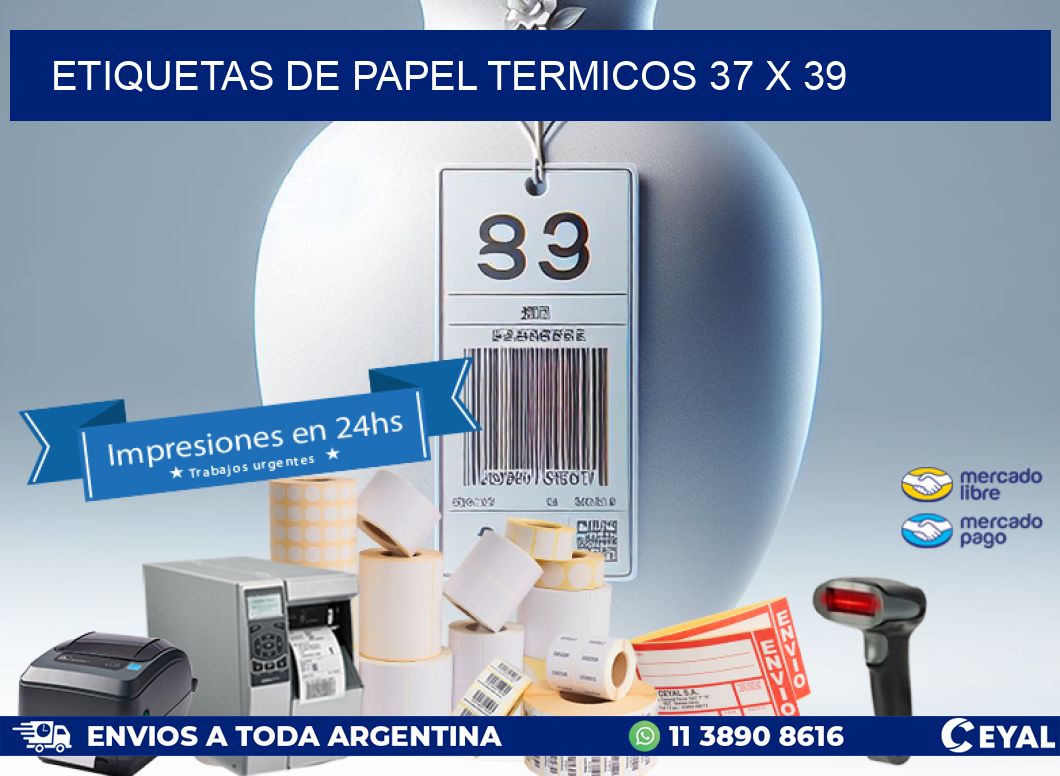 ETIQUETAS DE PAPEL TERMICOS 37 x 39
