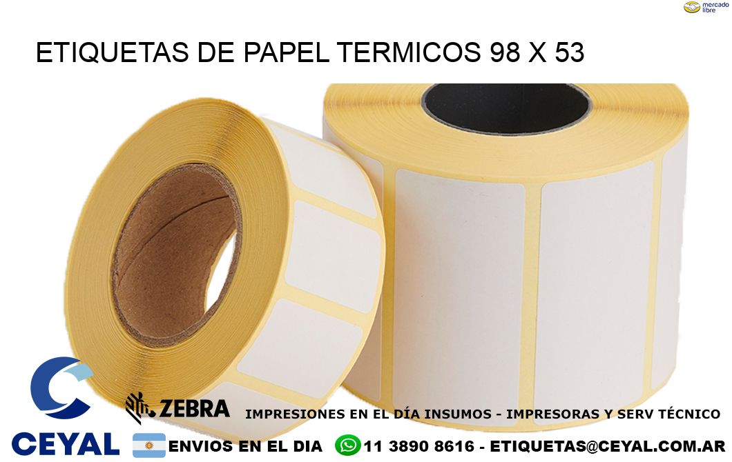 ETIQUETAS DE PAPEL TERMICOS 98 x 53