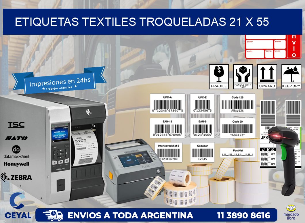 ETIQUETAS TEXTILES TROQUELADAS 21 x 55