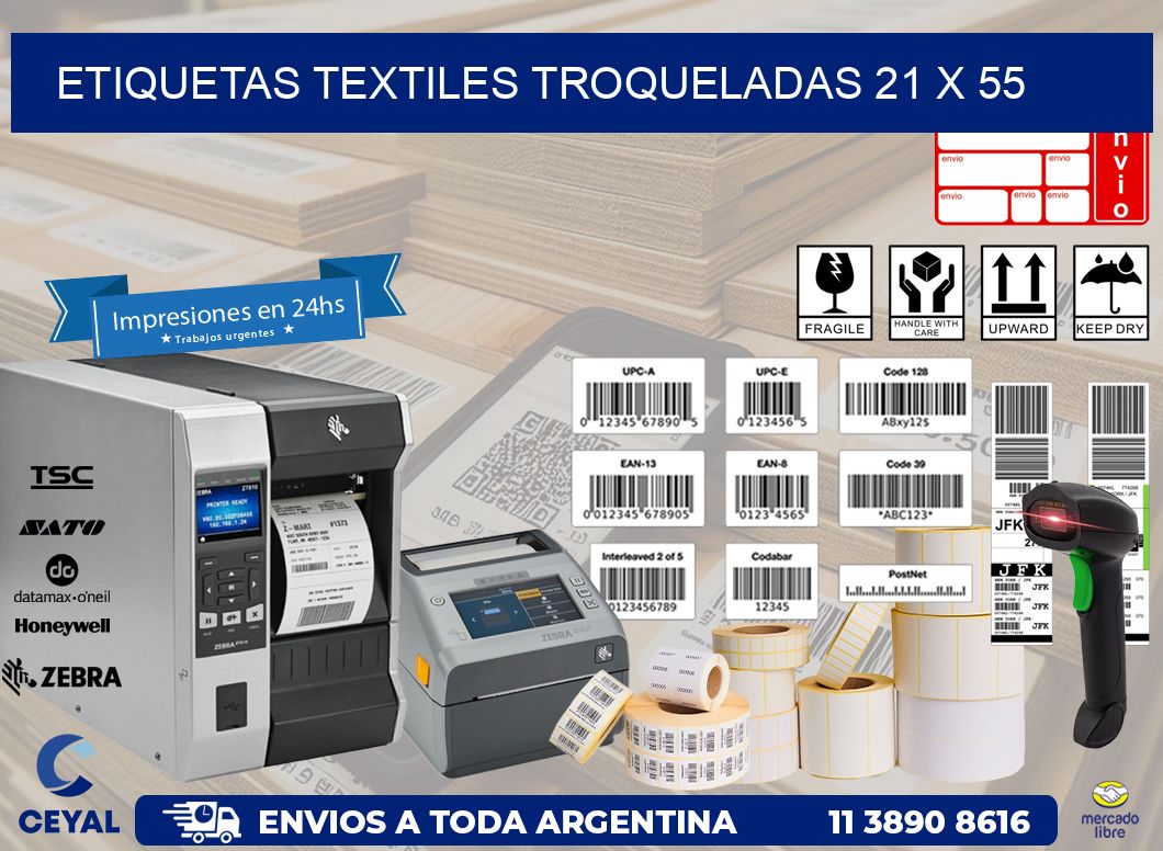 ETIQUETAS TEXTILES TROQUELADAS 21 x 55