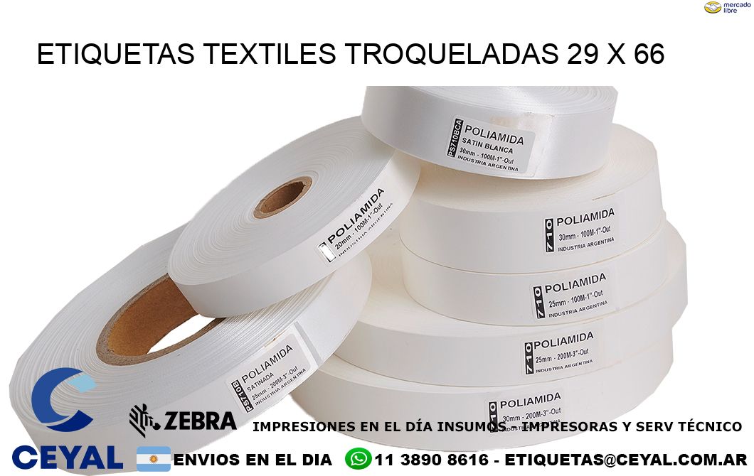 ETIQUETAS TEXTILES TROQUELADAS 29 x 66