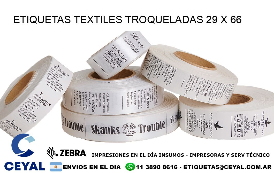 ETIQUETAS TEXTILES TROQUELADAS 29 x 66
