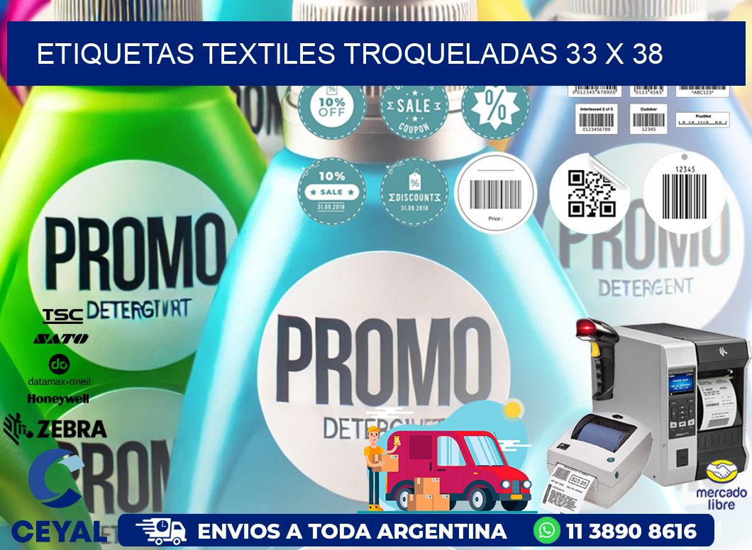 ETIQUETAS TEXTILES TROQUELADAS 33 x 38