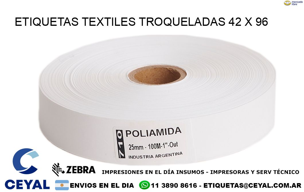 ETIQUETAS TEXTILES TROQUELADAS 42 x 96