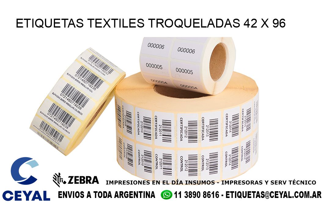 ETIQUETAS TEXTILES TROQUELADAS 42 x 96