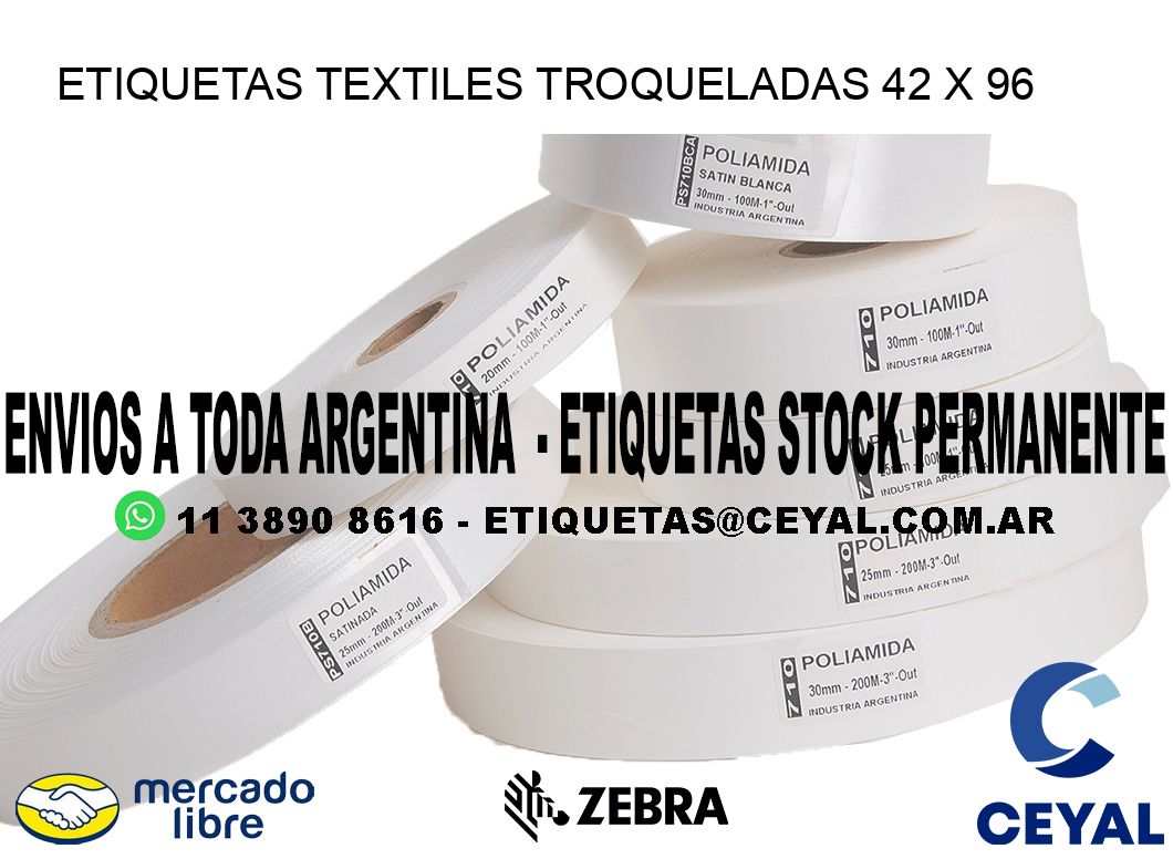 ETIQUETAS TEXTILES TROQUELADAS 42 x 96