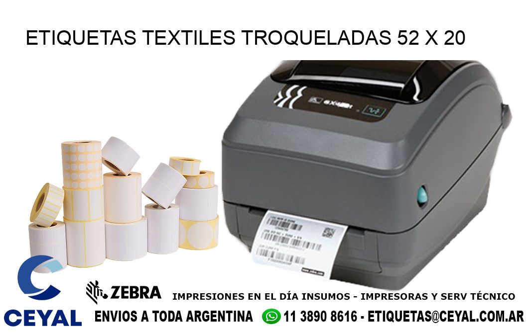 ETIQUETAS TEXTILES TROQUELADAS 52 x 20