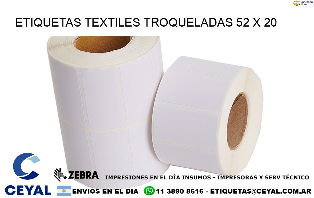 ETIQUETAS TEXTILES TROQUELADAS 52 x 20
