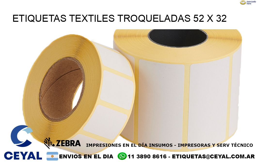 ETIQUETAS TEXTILES TROQUELADAS 52 x 32