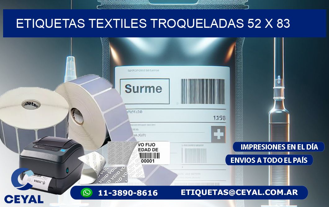 ETIQUETAS TEXTILES TROQUELADAS 52 x 83