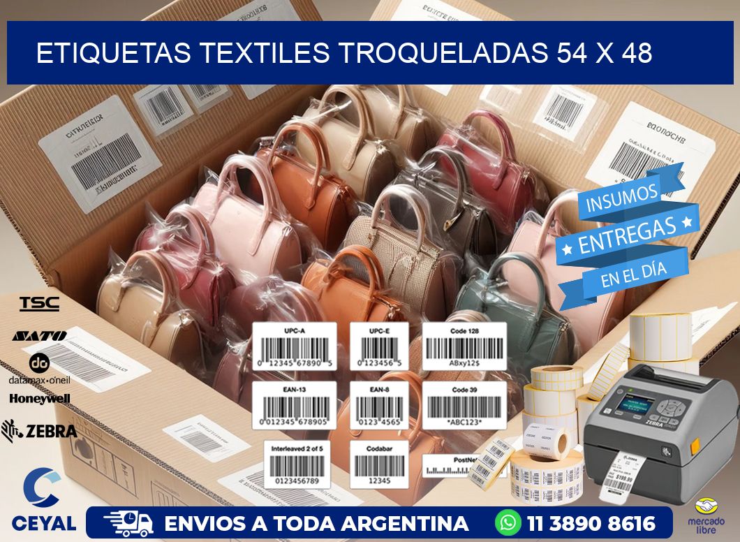 ETIQUETAS TEXTILES TROQUELADAS 54 x 48
