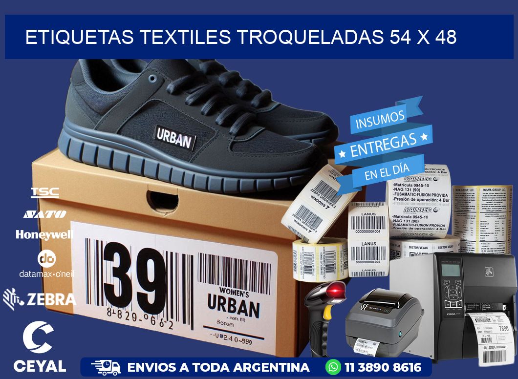 ETIQUETAS TEXTILES TROQUELADAS 54 x 48