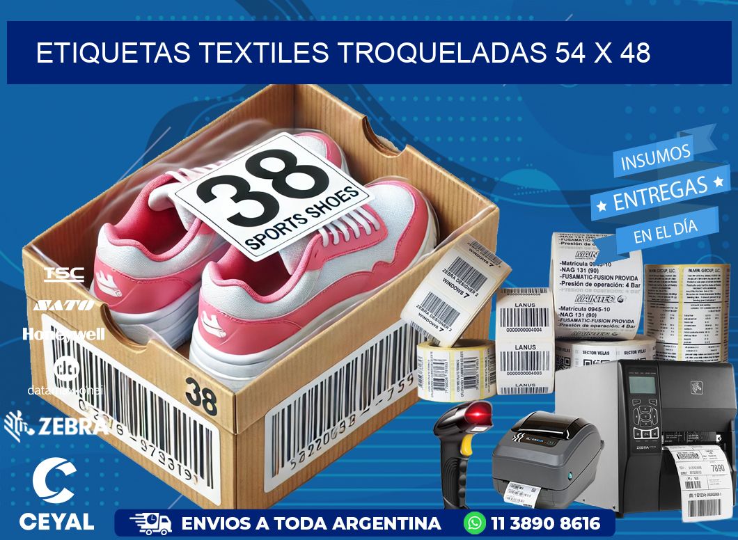 ETIQUETAS TEXTILES TROQUELADAS 54 x 48