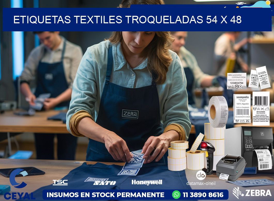 ETIQUETAS TEXTILES TROQUELADAS 54 x 48