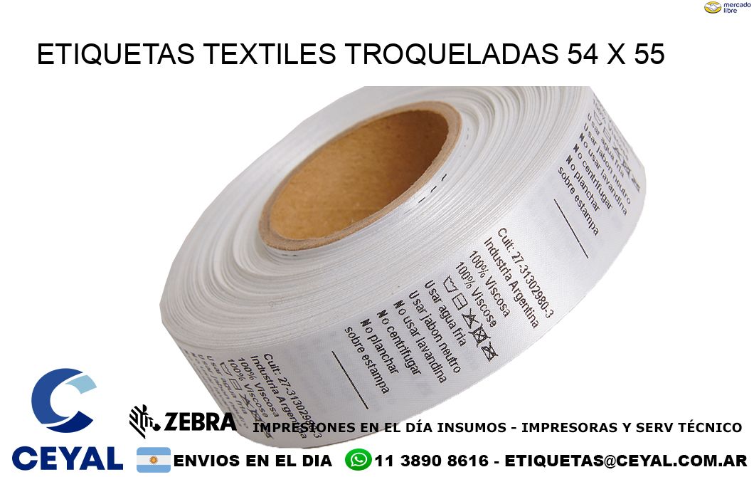 ETIQUETAS TEXTILES TROQUELADAS 54 x 55