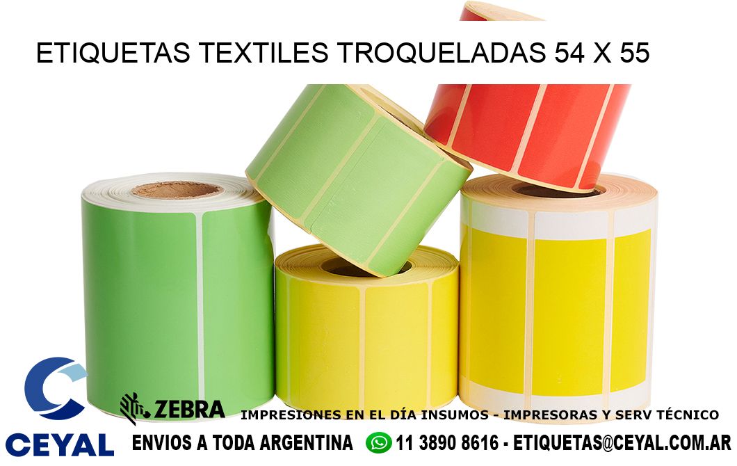 ETIQUETAS TEXTILES TROQUELADAS 54 x 55