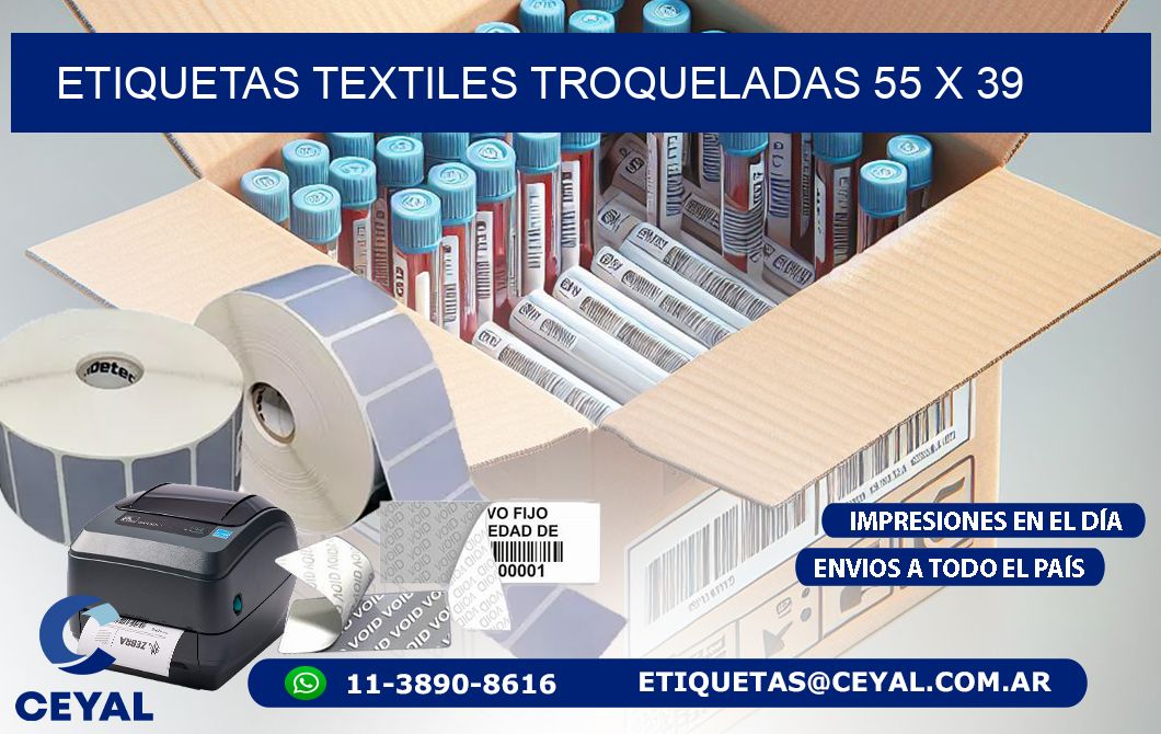 ETIQUETAS TEXTILES TROQUELADAS 55 x 39