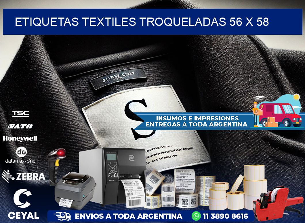 ETIQUETAS TEXTILES TROQUELADAS 56 x 58