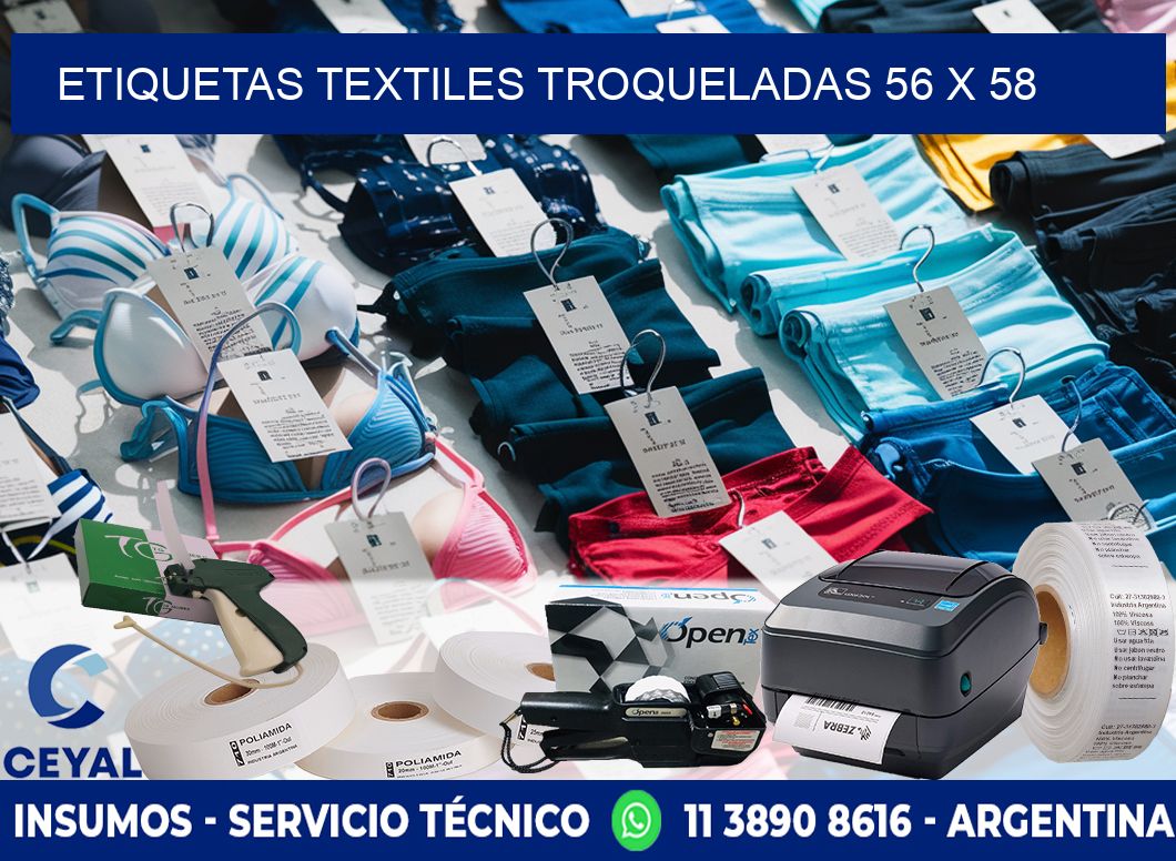 ETIQUETAS TEXTILES TROQUELADAS 56 x 58