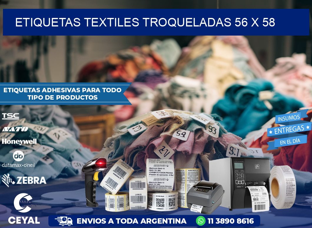 ETIQUETAS TEXTILES TROQUELADAS 56 x 58